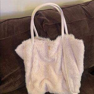 Victoria's Secret Soft White Faux Fur Tote